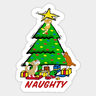 Naughty Christmas Cats Sticker